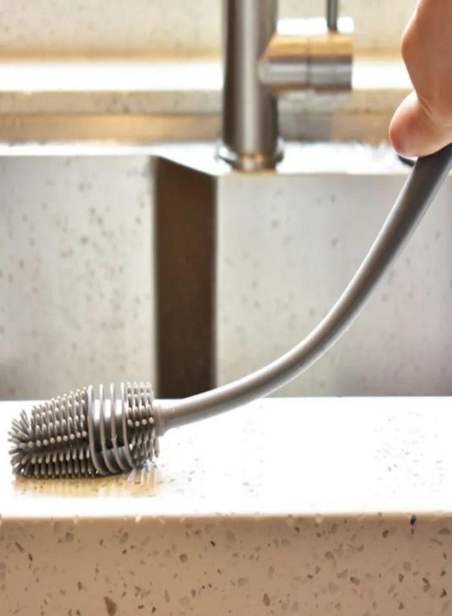 POPFIZZ Long Handle Silicone Bottle Brush, Water Bottle Cleaning Brush, Grey - Image 5