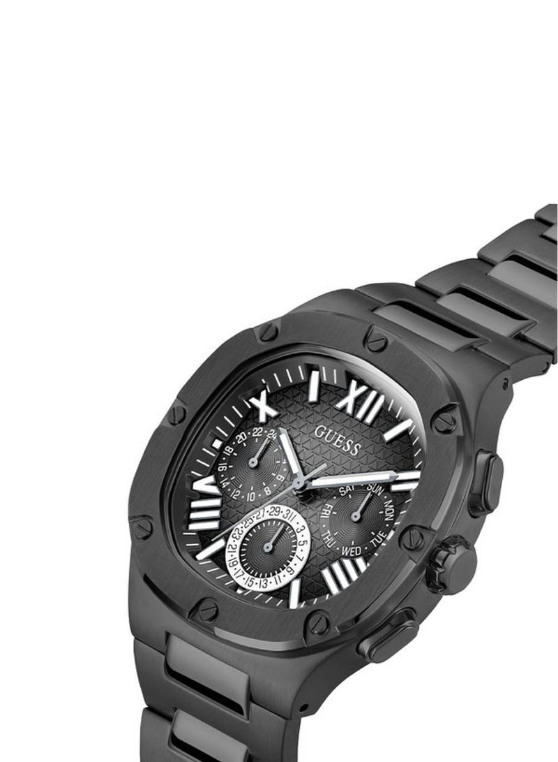 GUESS ساعة غس هيدلاين للرجال من الفولاذ المقاوم للصدأ باللون الأسود GW0572G3 - Image 2