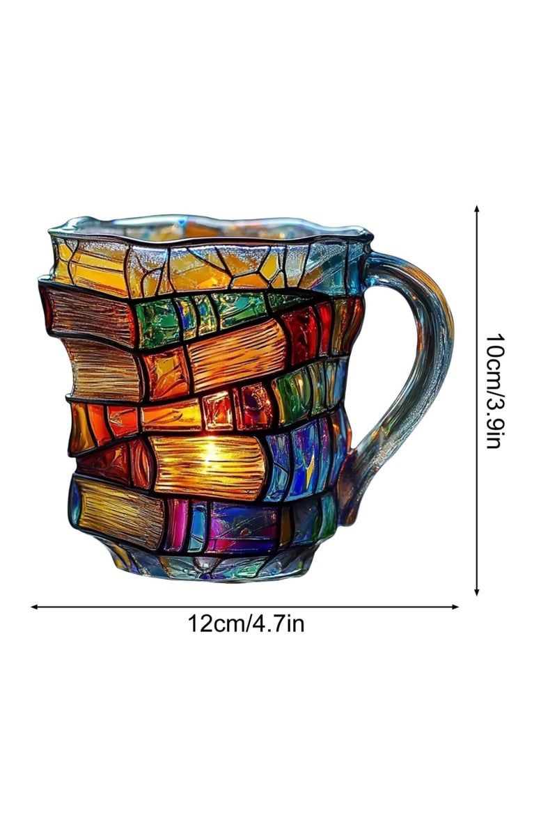 general Painted Book Mug, Novelty 3d Painted Books Coffee Mug, Unique Colorful Acrylic Books Stack Coffee Cup, Collection Gifts For Readers Librarians Literature Lovers - Image 2