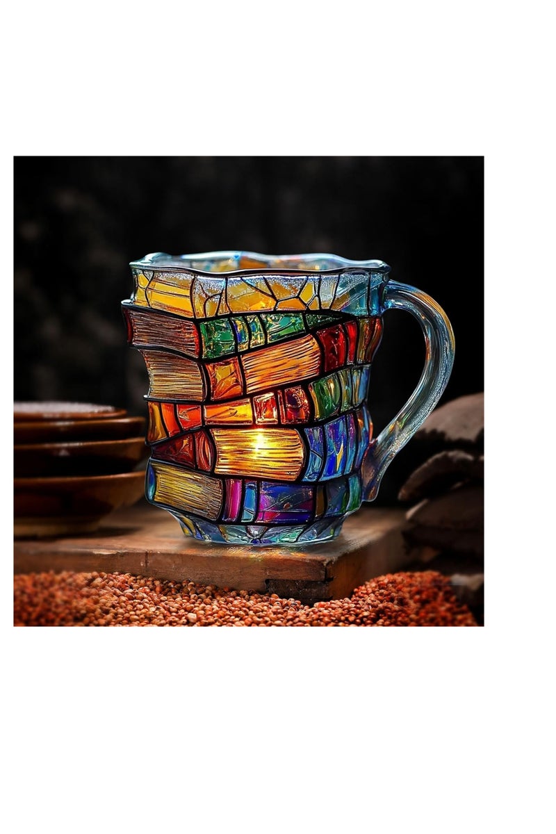 general Painted Book Mug, Novelty 3d Painted Books Coffee Mug, Unique Colorful Acrylic Books Stack Coffee Cup, Collection Gifts For Readers Librarians Literature Lovers - Image 4