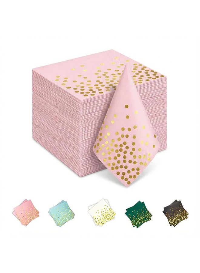 73Hours 100 Pack 13x13 Inch Disposable Pink and Gold Paper Napkins for Wedding,Birthday,Party - Image 1