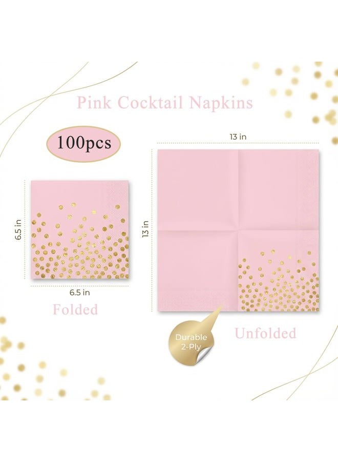 73Hours 100 Pack 13x13 Inch Disposable Pink and Gold Paper Napkins for Wedding,Birthday,Party - Image 2