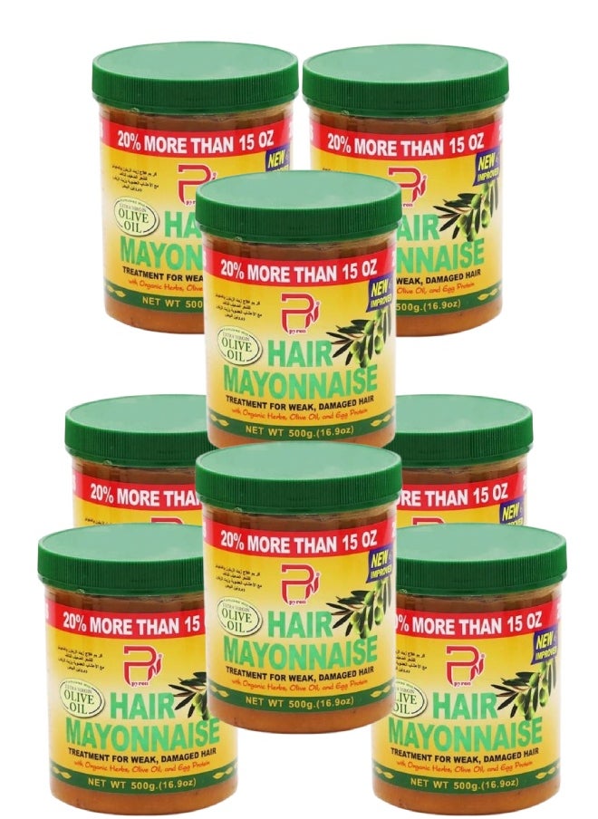 PYRON 8 Pieces Hair Mayonnaise Treatment for Weak & Damaged Hair with Olive Oil 500grams  - Image 1