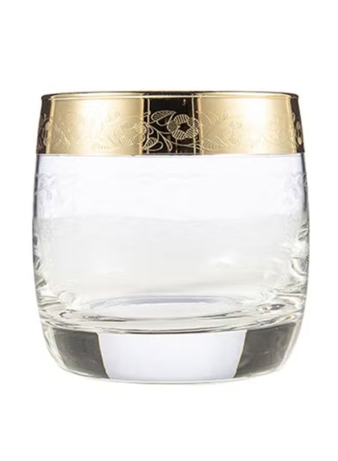 PROMSIZ A set of 6-piece short glass juice cup with a hexagonal design, transparent/gold, made in Turkey - Image 4