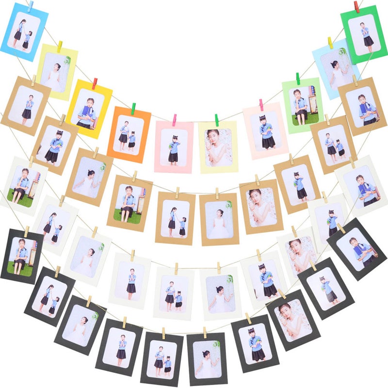 1 Set of Rope Clip Photo Frame Banner Party Layout Garland Photo Backdrop Wall Display (Clip Black) - Image 1
