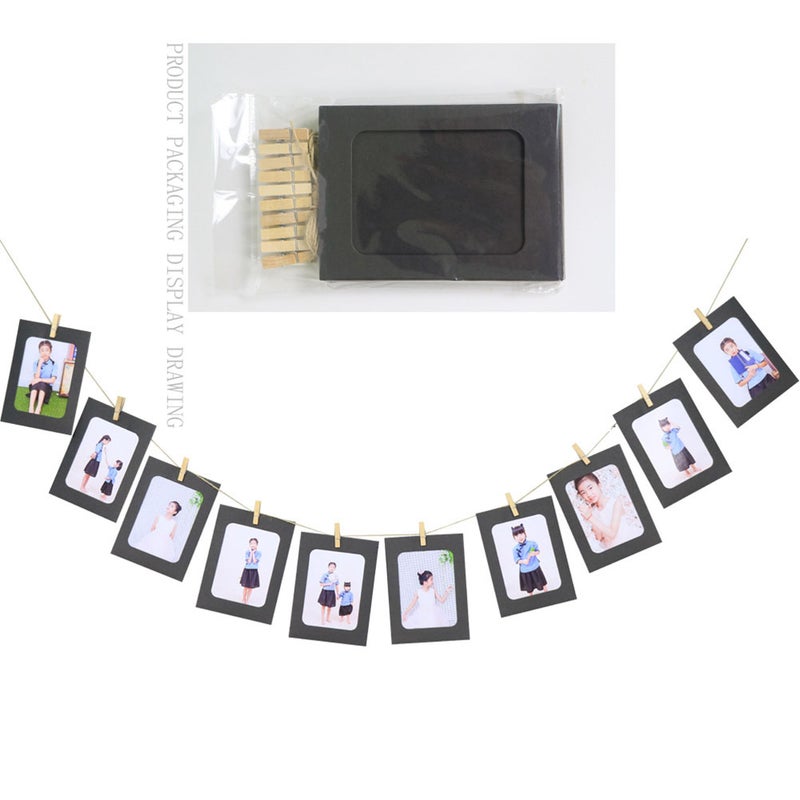1 Set of Rope Clip Photo Frame Banner Party Layout Garland Photo Backdrop Wall Display (Clip Black) - Image 2