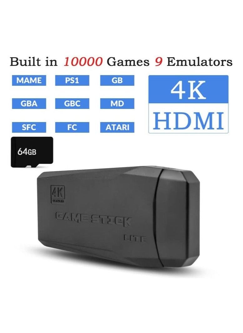 ماركة غير محددة - وحدة تحكم ألعاب Game Stick 4K مزودة بلوحين ألعاب لاسلكيين 2.4G يمكنك توصيل وتشغيل عصا ألعاب الفيديو المدمجة - Image 1