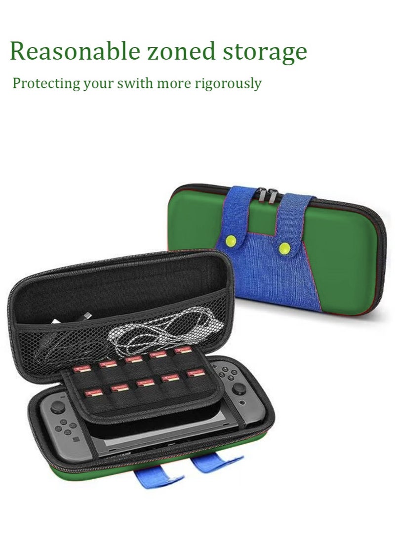 IINE Case Compatible with Nintendo Switch/OLED, Portable Switch Carrying Cover with 10 Game Holders Protective Case Anti-Scratch Travel Carrying Clutch for Mario Fans-Green  - Image 3