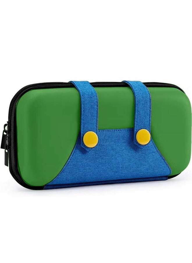 IINE Case Compatible with Nintendo Switch/OLED, Portable Switch Carrying Cover with 10 Game Holders Protective Case Anti-Scratch Travel Carrying Clutch for Mario Fans-Green  - Image 1