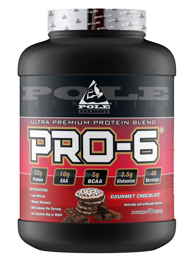 POLE NUTRITION PRO-6 Ultra Premium Protein Whey Blend 5 lbs - Gourmet Chocolate - Image 1