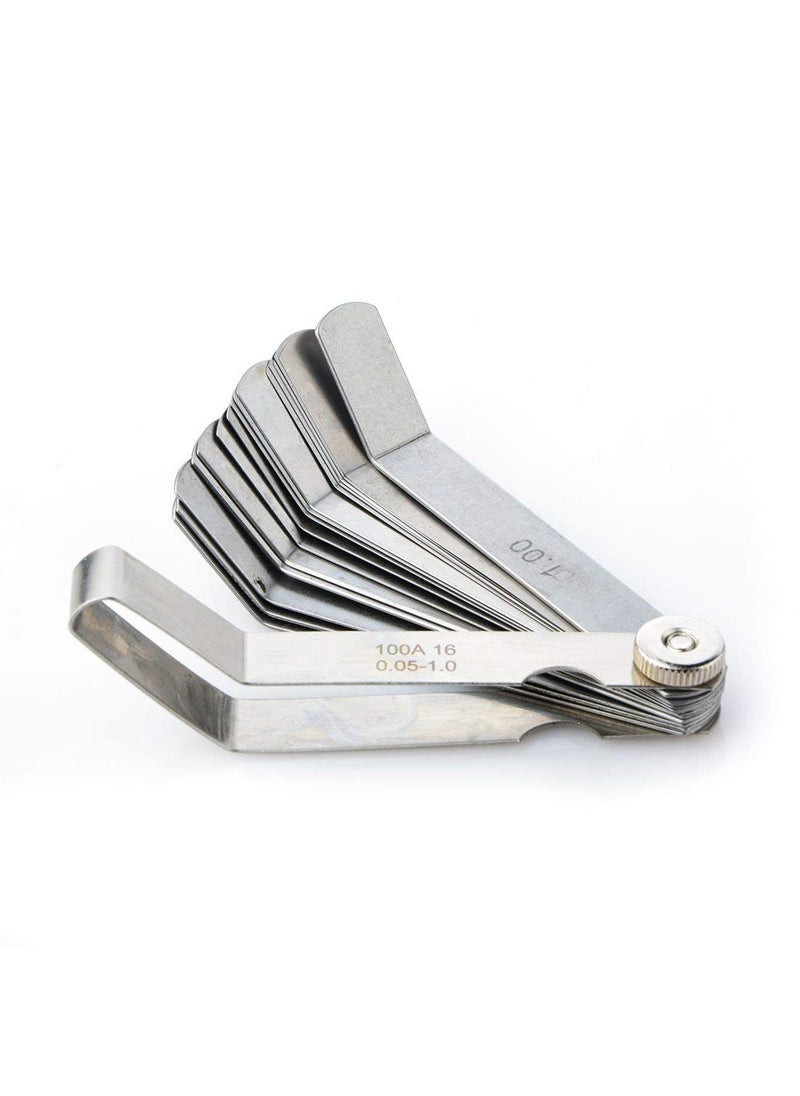 Mayata Mayata 1 PCS 100A16 0.05-1mm Thickness Curved Steel Gapped Metric Filler Feeler Gauge Tool with 16pcs Blades for Woodworking Measurement  - Image 1