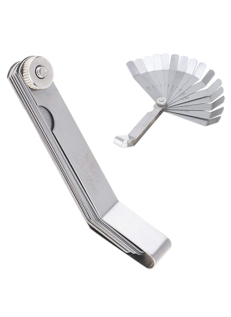 Mayata Mayata 1 PCS 100A16 0.05-1mm Thickness Curved Steel Gapped Metric Filler Feeler Gauge Tool with 16pcs Blades for Woodworking Measurement  - Image 3