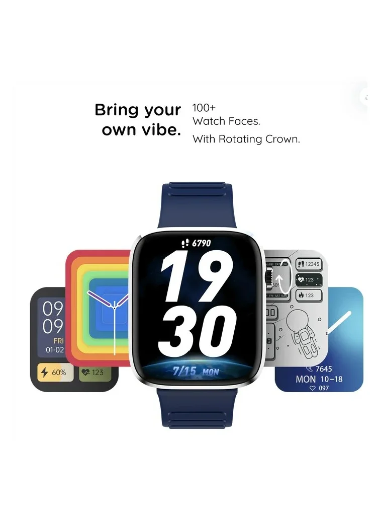Pebble Cosmos Prime 1.91" IPS Display (600 Nits), Wireless Charging Smartwatch for Men & Women, 50+ Sports Mode, IP67 Water Resistance, Compatible with Android & iOS, 260mAH Battery - Midnight Blue
