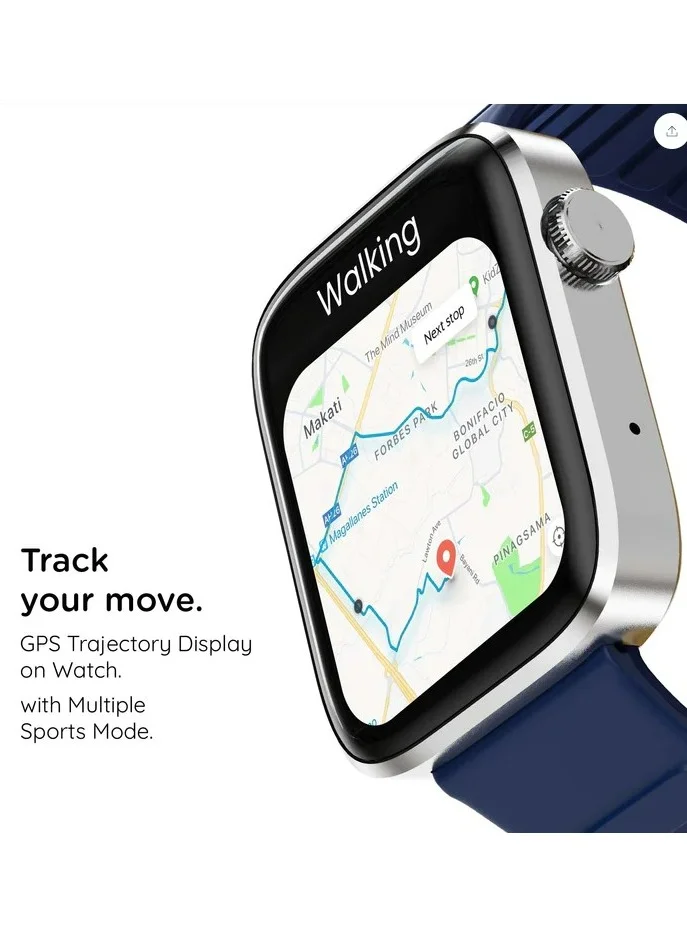 Pebble Cosmos Prime 1.91" IPS Display (600 Nits), Wireless Charging Smartwatch for Men & Women, 50+ Sports Mode, IP67 Water Resistance, Compatible with Android & iOS, 260mAH Battery - Midnight Blue