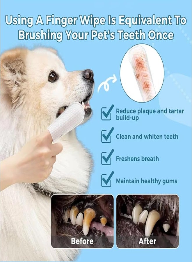 MYEBONG Dog Teeth Cleaning Finger Wipes, 100pcs Pet Dental Care Finger Wipes for Dogs and Cats Removing Plaque and Tartar Buildup, Freshens Breath -- Safe Ingredients Disposable No-Rinse Pet Finger Toothbrush - Image 2