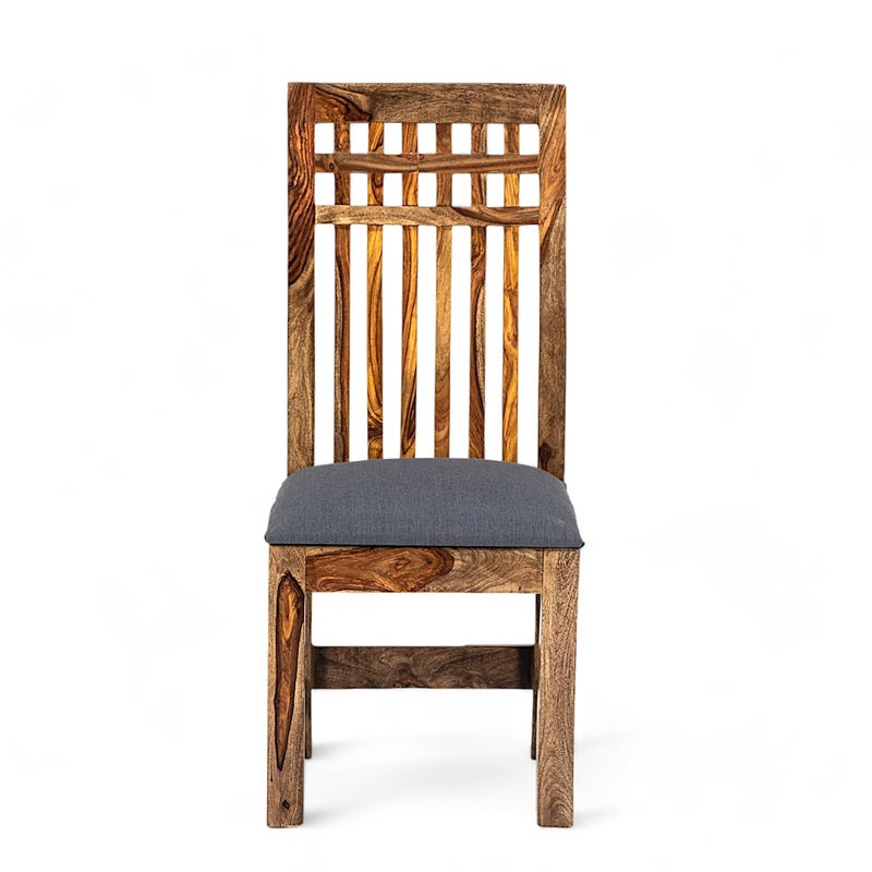 Ikiriya Columbus Sheesham Wood Accent Set of 2 Dining Chairs in Anchor Grey Fabric Cushioning with Teak Finish for Dining Room Living Room Bedroom Hallway Home Caf Resort Hotel - Image 5