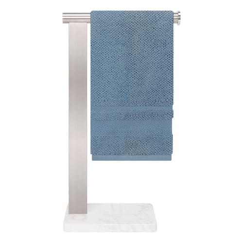 Winmien Stainless Steel LShaped Hand Towel Holder SUS304 Bathroom Towel Rack with Thickened Base for Countertop Vanity Brush Nickel Square Base - Image 1