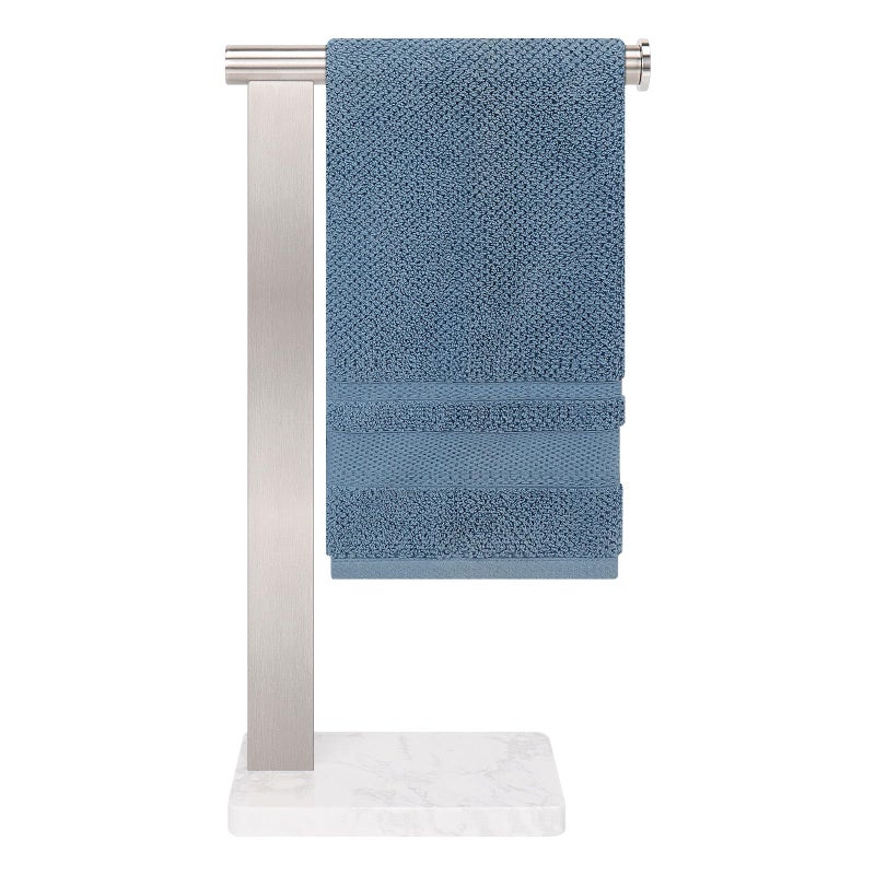 Winmien Stainless Steel LShaped Hand Towel Holder SUS304 Bathroom Towel Rack with Thickened Base for Countertop Vanity Brush Nickel Square Base - Image 2