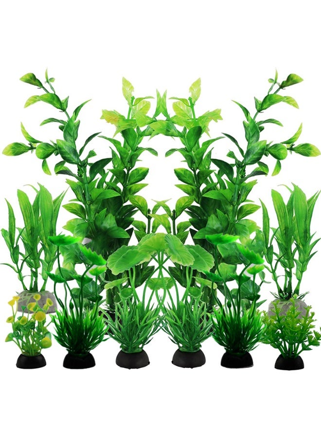 MJZ 10pcs Fish Tank Accessories Artificial Plants Green Plants, Aquarium Plants Green Fish Tank Decorations, Aquarium Decor Plastic Plants - Image 1