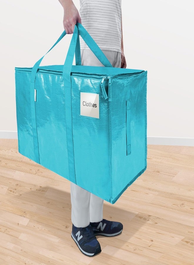 TICONN 6 Pack Extra Large Moving Bags Heavy Duty with Zippers & Carrying Handles, Durable Storage Bags Moving Boxes for Closet Organizers and Storage (6 Pack, Aqua) - Image 2