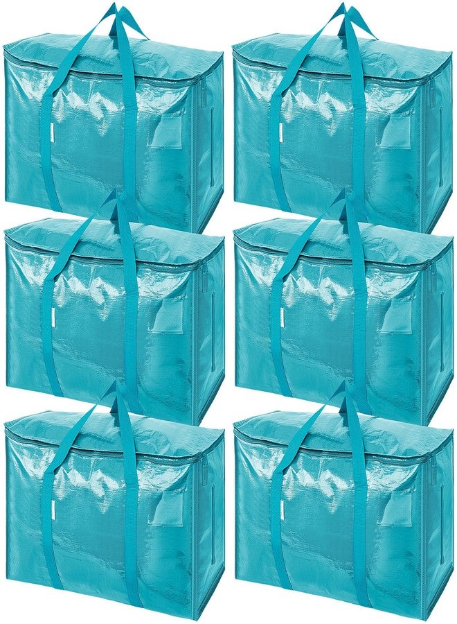 TICONN 6 Pack Extra Large Moving Bags Heavy Duty with Zippers & Carrying Handles, Durable Storage Bags Moving Boxes for Closet Organizers and Storage (6 Pack, Aqua) - Image 1