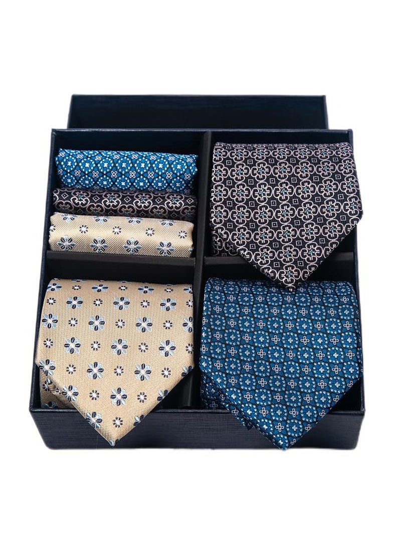 Generic - 6pcs men's gift box set 3 ties 3 chest scarves fashion business tie square scarf set - Image 1