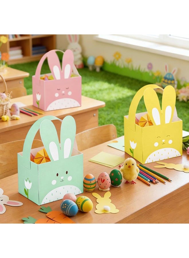 Whaline 24pcs Easter Treat Boxes/Gift Box with Handle Cute Bunny Rabbit Easter Basket Containers Rabbit Shape Candy Goody Cookie Box Holder For School Classroom Party Favor Supplies - Image 5