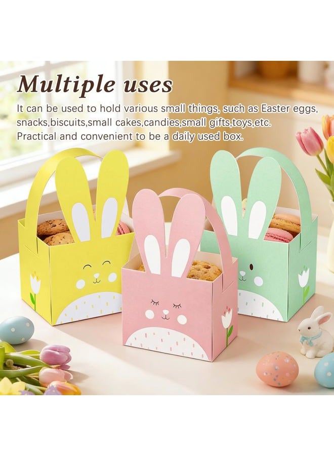 Whaline 24pcs Easter Treat Boxes/Gift Box with Handle Cute Bunny Rabbit Easter Basket Containers Rabbit Shape Candy Goody Cookie Box Holder For School Classroom Party Favor Supplies - Image 3