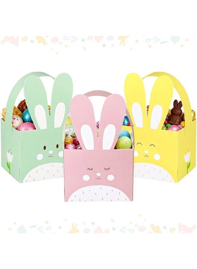 Whaline 24pcs Easter Treat Boxes/Gift Box with Handle Cute Bunny Rabbit Easter Basket Containers Rabbit Shape Candy Goody Cookie Box Holder For School Classroom Party Favor Supplies - Image 1