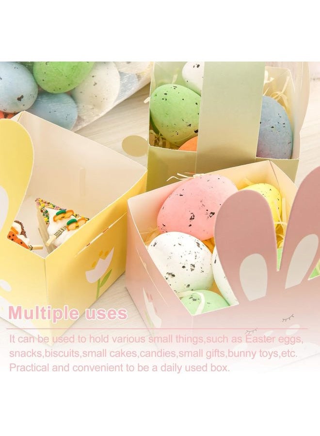 Whaline 24pcs Easter Treat Boxes/Gift Box with Handle Cute Bunny Rabbit Easter Basket Containers Rabbit Shape Candy Goody Cookie Box Holder For School Classroom Party Favor Supplies - Image 4