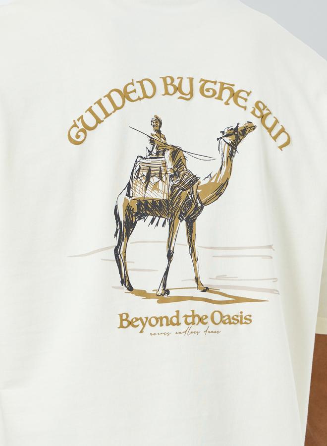 Styli Men Oversized Camel Graphic T-Shirt - Image 5