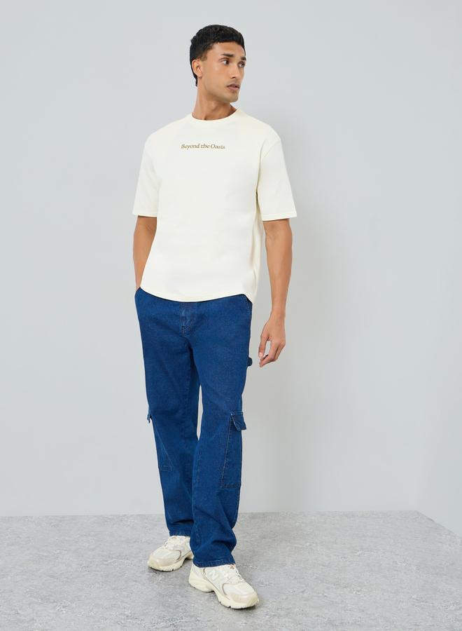 Styli Men Oversized Camel Graphic T-Shirt - Image 2