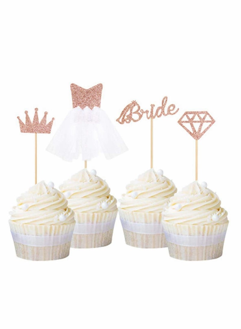 12pcs Rose Gold Diamond Ring Wedding Crown Cupcake Toppers bride to be Cake Topper for Wedding Bridal Shower Birthday Party Decor  - Image 2