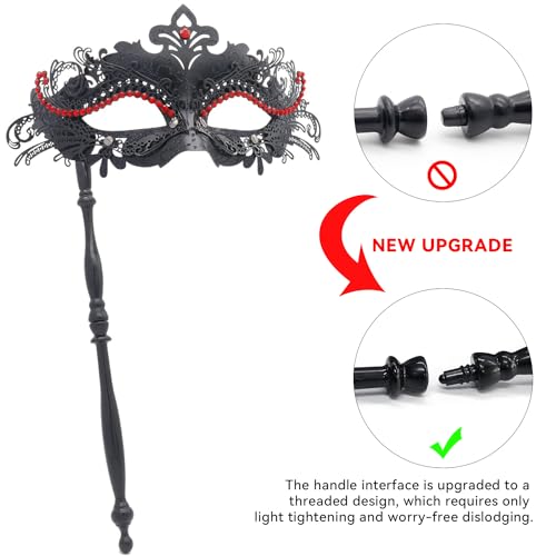 Coddsmz Masquerade Mask with Holding Stick Venetian Halloween Costume Mask Mardi Gras Mask for Womens Party - Image 5