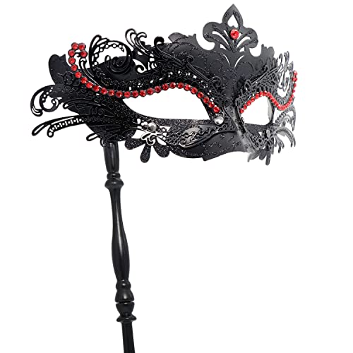 Coddsmz Masquerade Mask with Holding Stick Venetian Halloween Costume Mask Mardi Gras Mask for Womens Party - Image 1