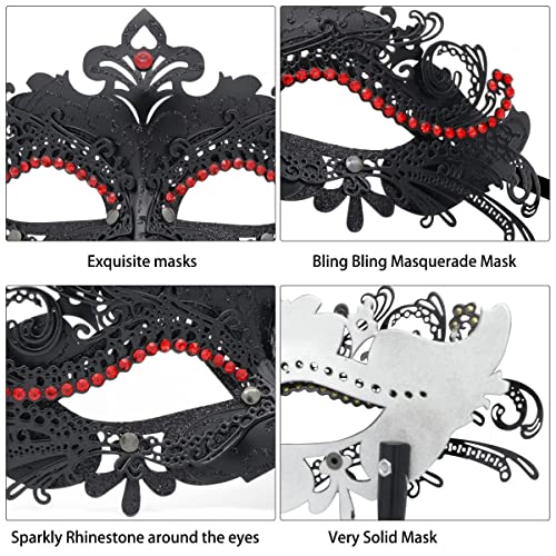 Coddsmz Masquerade Mask with Holding Stick Venetian Halloween Costume Mask Mardi Gras Mask for Womens Party - Image 4