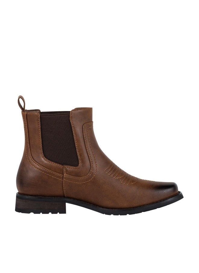 J's.o.l.e Chelsea Cowboy Boots for Men Square Toe Western Boot Classic Casual Dress Work Ankle Slip On Boots Brown US 8 - Image 1
