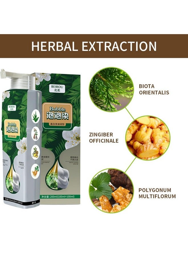 جيه آي اس كيه جي شامبو صبغ الشعر بخلاصة نباتية طبيعية للشعر الرمادي، صبغة فقاعية ملونة للنساء والرجال. (بني كستنائي) - Image 2