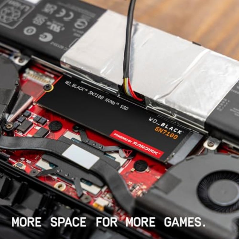 WD_Black SN7100 NVMe SSD، M.2 2280 سرعة القراءة/الكتابة تصل إلى 7250/6900 ميجابايت/ثانية، الجيل التالي TLC 3D NAND، ما يصل إلى 1، 200 تيرابايت، مصمم لأجهزة الكمبيوتر المحمولة وأجهزة الألعاب المحمولة - Image 5