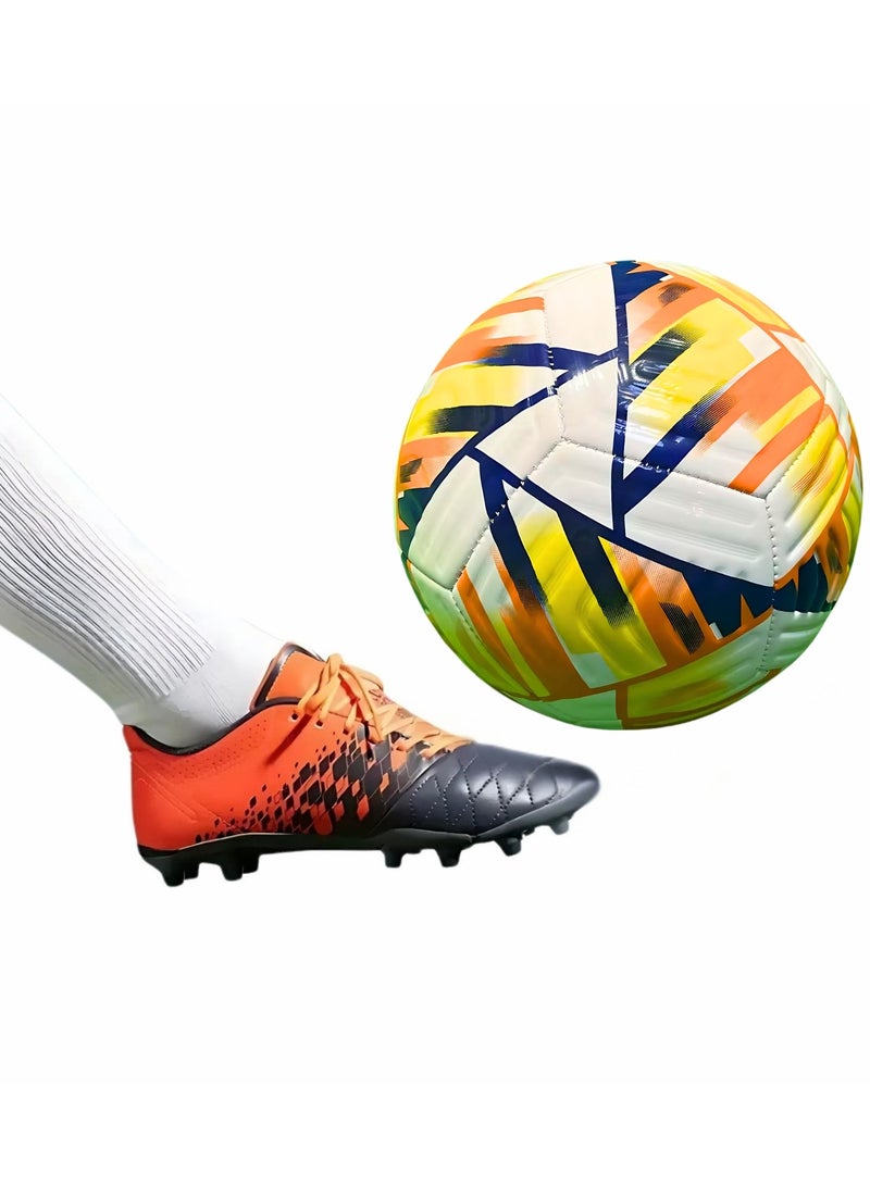VIO Kids Training Soccer Ball Official Ball Size 5 Durable Machine Stitched Synthetic Football with Reinforced Bladder for All Ages Ideal for Team Games Group Solo Play Training Match Practise Football Matches Competition Suitable for Grass Turf Indoor Surfaces Indoor Outdoor Beginner Professional Gifts for Birthday Boys Girls - Image 1
