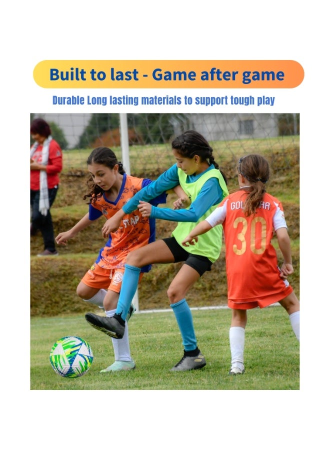 VIO Kids Training Soccer Ball Official Ball Size 5 Durable Machine Stitched Synthetic Football with Reinforced Bladder for All Ages Ideal for Team Games Group Solo Play Training Match Practise Football Matches Competition Suitable for Grass Turf Indoor Surfaces Indoor Outdoor Beginner Professional Gifts for Birthday Boys Girls - Image 4