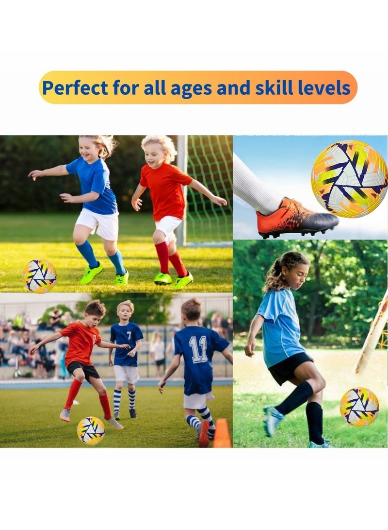 VIO Kids Training Soccer Ball Official Ball Size 5 Durable Machine Stitched Synthetic Football with Reinforced Bladder for All Ages Ideal for Team Games Group Solo Play Training Match Practise Football Matches Competition Suitable for Grass Turf Indoor Surfaces Indoor Outdoor Beginner Professional Gifts for Birthday Boys Girls - Image 3
