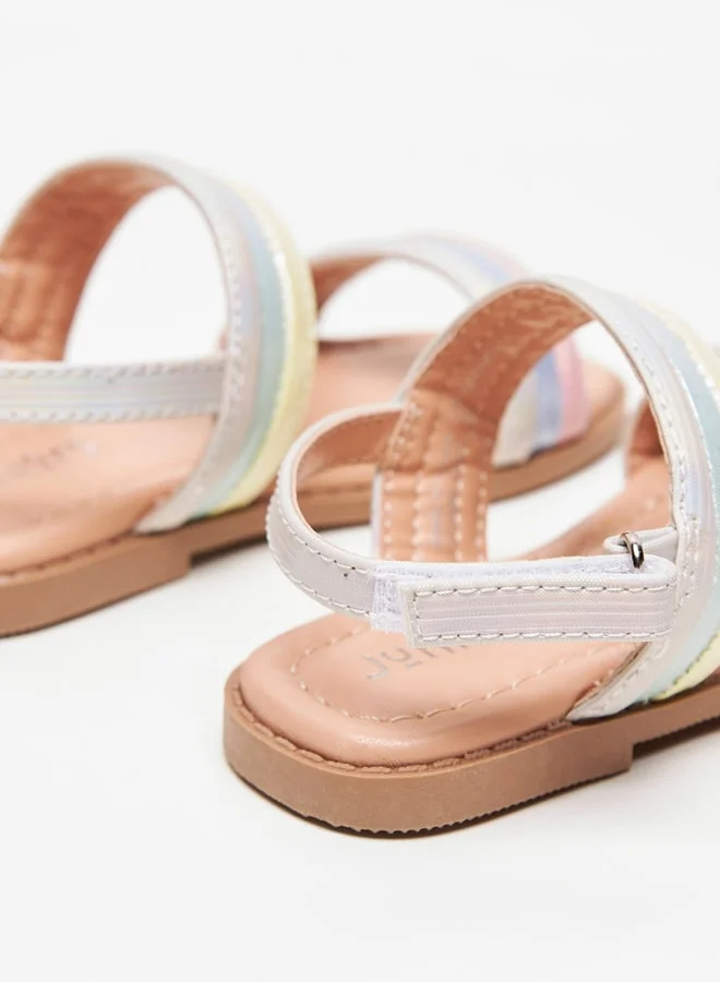 جونيورز Girls Stitch Detail Strap Sandals with Hook and Loop Closure