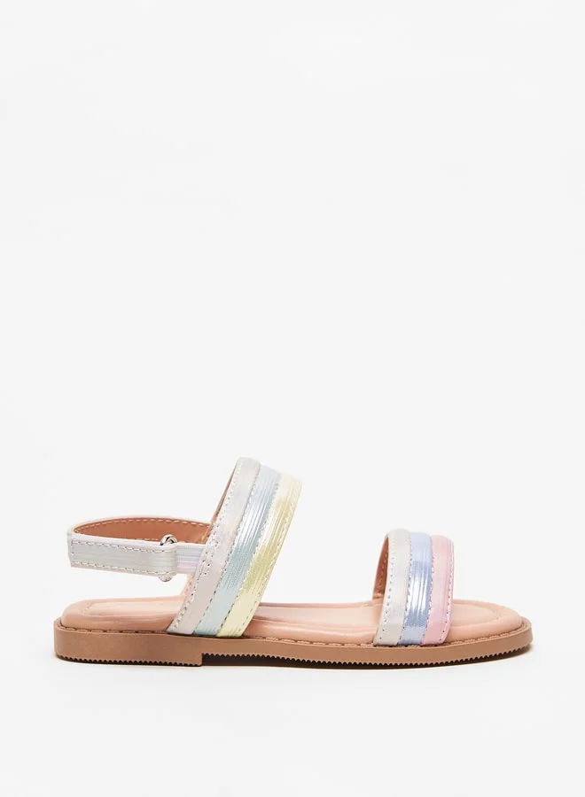 جونيورز Girls Stitch Detail Strap Sandals with Hook and Loop Closure