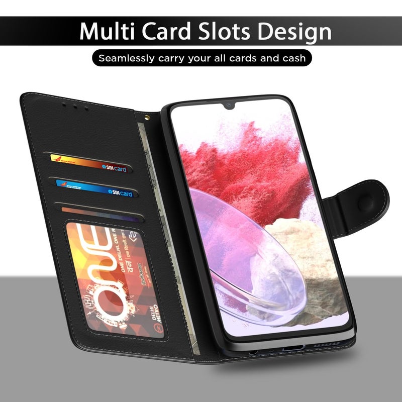 Pikkme Samsung Galaxy M34 5G Flip Cover Leather Finish | Inside TPU with Card Pockets | Wallet Stand and Shock Proof | Complete Protection Flip Case (Black) - Image 5
