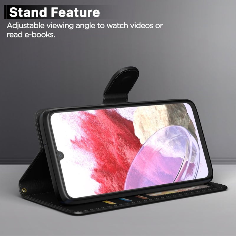 Pikkme Samsung Galaxy M34 5G Flip Cover Leather Finish | Inside TPU with Card Pockets | Wallet Stand and Shock Proof | Complete Protection Flip Case (Black) - Image 3