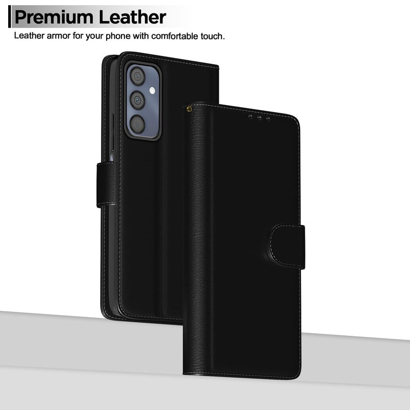Pikkme Samsung Galaxy M34 5G Flip Cover Leather Finish | Inside TPU with Card Pockets | Wallet Stand and Shock Proof | Complete Protection Flip Case (Black) - Image 2
