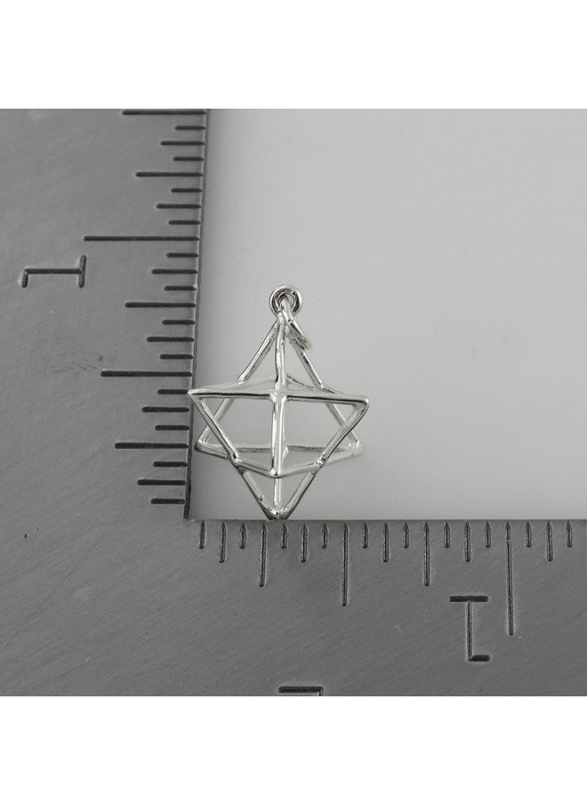 FashionJunkie4Life - Sterling Silver 3D Geometric Wire Star Cage Pendant Necklace 18 Chain Merkaba - Image 1