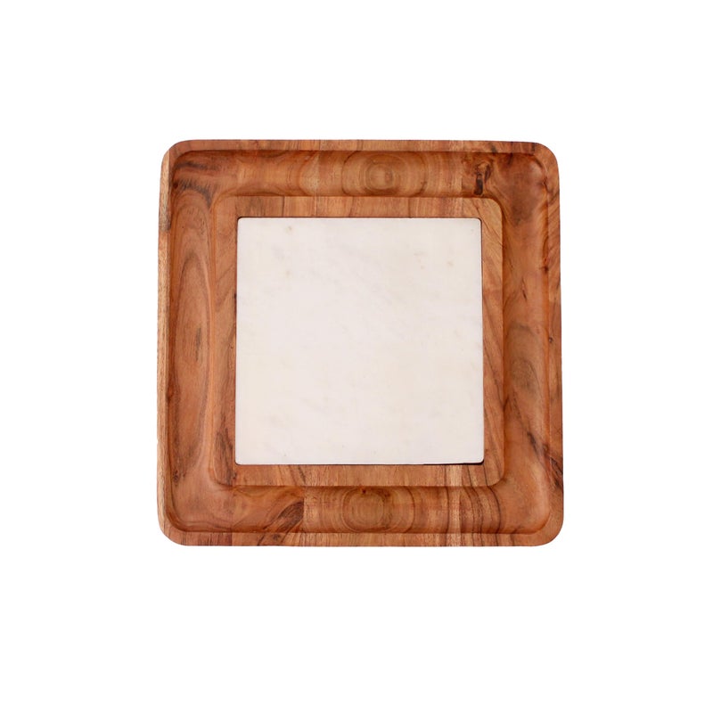 IZZHAAR Snow Forest Marble Square Serving Platter | Square Cheese Board | Charcuterie Board | Luxury Serving Platter | Appealing Serving Board | Organized Food Display - Image 3