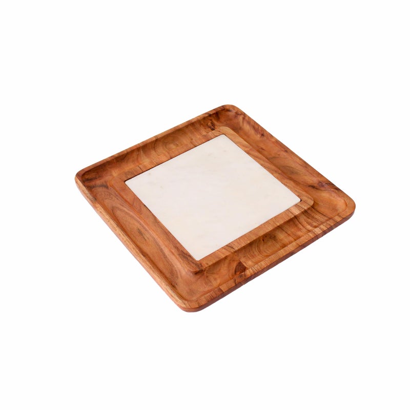 IZZHAAR Snow Forest Marble Square Serving Platter | Square Cheese Board | Charcuterie Board | Luxury Serving Platter | Appealing Serving Board | Organized Food Display - Image 2